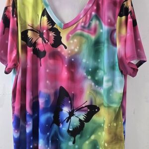 Vibrant Butterfly Print Women's Tee